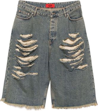 424 Shorts denim Big Daddy con effetto vissuto - Blu
