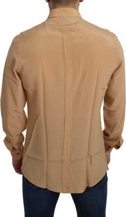Dolce & Gabbana Mens Yellow Silk Gold Top Slim Shirt