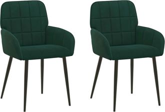 vidaXL Sillas De Comedor 2 Uds. Terciopelo Verde Oscuro Vidaxl