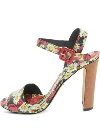 Dolce & Gabbana floral-pattern ankle-strap sandals - White