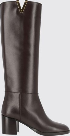 Via Roma 15 Smooth Leather Knee-High Boots with Medium Heel