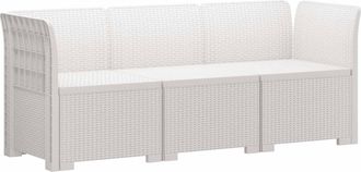 vidaXL Sof&aacute; De Jard&iacute;n De 3 Plazas Look Ratan Pp Blanco Vidaxl