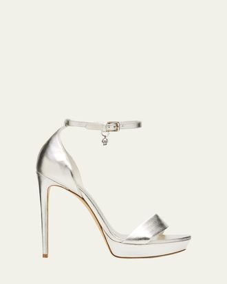 Alexander McQueen 130mm Metallic Leather Platform Sandals
