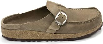 Birkenstock Womens Buckley Slip-On Clog Shoes In Gray Taupe