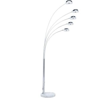 Beliani Lámpara de pie metal cromado plateado 210 cm 5 brazos arco orientable moderno Flinders