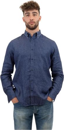Paul & Shark Slim Fit Blauw Linnen Overhemd - Heren - Casual Overhemden - Blauw - M - Linnen - Overhemden