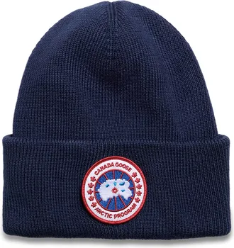 Canada Goose Ribbed Wool Toque With Maple Leaf Embroidery