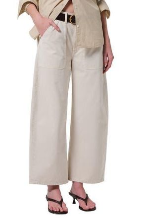 Citizens Of Humanity Ayla High Waist Crop Wide Leg Twill Utility Pants in Pale Stone at Nordstrom Rack, Size 30