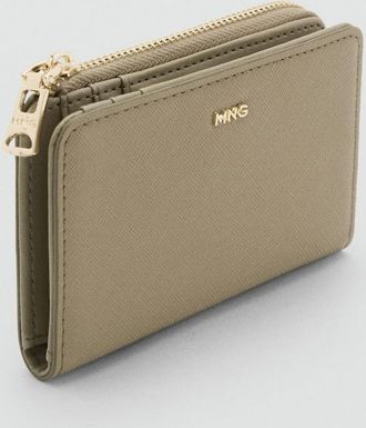 Mango Portafoglio piccolo effetto Saffiano kaki - Donna - Taglia unica - MANGO