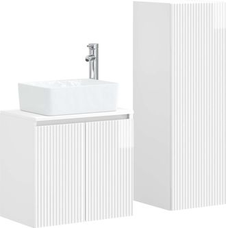 vidaXL Juego De Muebles De Ba&ntilde;o 2 Uds. Blanco Brillante Vidaxl