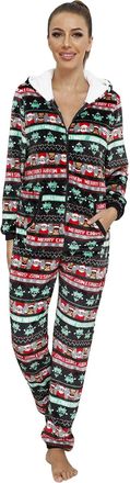 Generic Christmas Pyjamas Women Xmas Pjs Funny Shirt and Pants Clubwear Fleece Pajamas Rompers Jumpsuit Womens Christmas Hooded Nightwear Pajamas Onesie Sleep