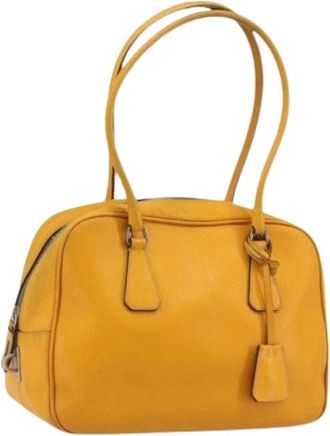 Prada Pre-owned Vintage Hand Bag - Dames - Vintage Handtas - Geel - ONE Size - Leer - Vintage