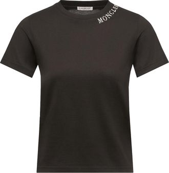 Moncler Moncler Sketch Logo Cotton T-shirt, Women, Black, Size: Xl