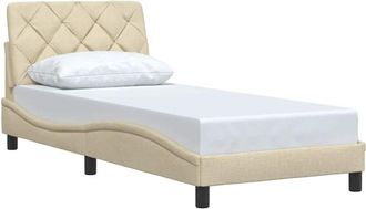 vidaXL Estructura De Cama Sin Colch&oacute;n Tela Crema 90x190 Cm Vidaxl