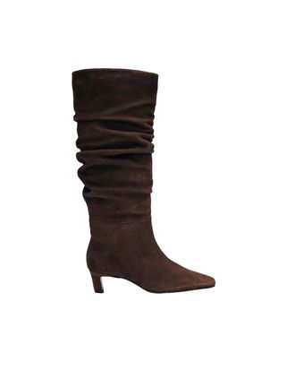 Alohas Knee-High Suede Boots with Slender Stiletto Heel