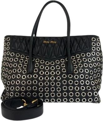 Miu Miu Pre-owned Leren Biker Tote Tas - Dames - Vintage Shopper - Zwart - ONE Size - Leer - Vintage