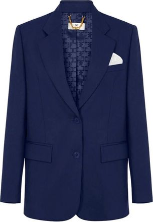 Elisabetta Franchi Gabardine Jas met pochet - Dames - Blazers - Blauw - S - Katoen - Jassen