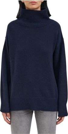 Soft Goat Boyfriend Turtleneck - Dames - Cashmere truien - Blauw - S - Wol - Truien & Vesten