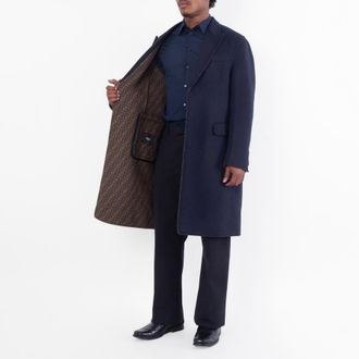 Fendi Mens Double Wool FF Logo Coat, Brand Size 50 ( US Size 40 )