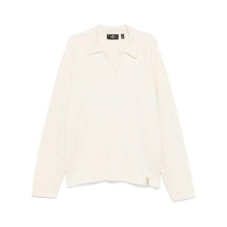 Represent Polo Shirts, male, White, XL, White Ribbed Knit Jumper