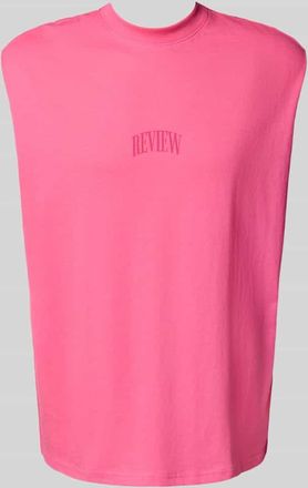 Review Tanktop mit Label-Print in Pink, Größe XS