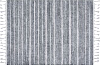 Beliani Beliani - Alfombra Gris Claro Blanco 160 X 230 Cm Pl&aacute;stico Reciclado Patr&oacute;n A Rayas Bademli
