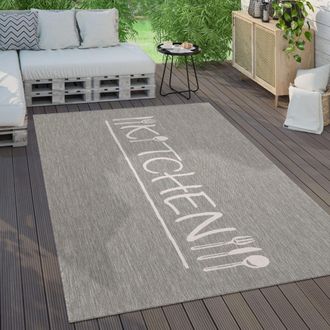 Paco Home Paco Home - Alfombra Interior Y Exterior Balcon Terraza Cocina Moderna Letra Gris, 200x280 Cm