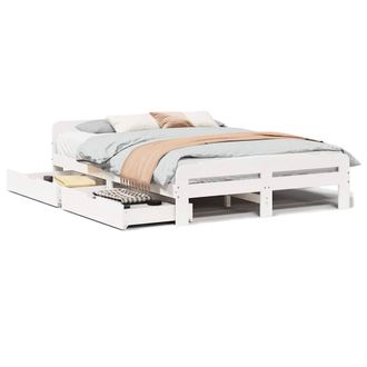 Berkfield Home Bed frame without Mattress White 150x200 cm King Size Solid Wood Pine