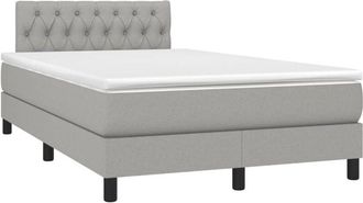 vidaXL Vidaxl - Cama Box Spring Con Colch&oacute;n Y Led Tela Gris Claro 120x190 Cm