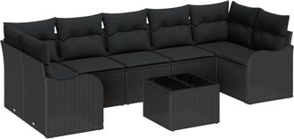 vidaXL Vidaxl - Garden Sofa Set 8 pcs Black 55 x 55 x 37 cm Poly rattan