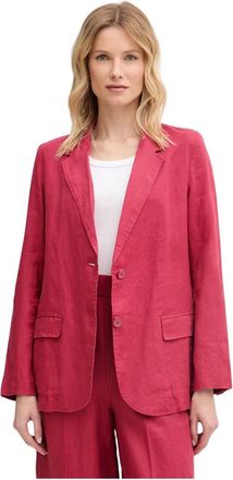 Benetton Jassen, Dames, Rood, L, Linnen, Linnen Blazer