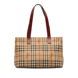 Burberry Pre-owned Tote Bags, female, Beige, Size: ONE SIZE Pre-owned Haymarket Check Tote