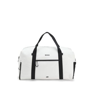 BOSS Faux-leather holdall with reflective zips