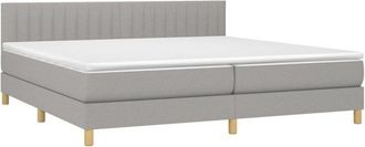vidaXL Vidaxl - Cama Box Spring Con Colch&oacute;n Tela Y Led Gris Claro 200x200 Cm