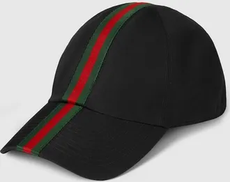 Gucci Cotton Baseball Hat With Web, Size XXS, Green