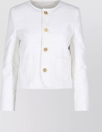 Celine textured fabric jacket with front pockets and gold buttons