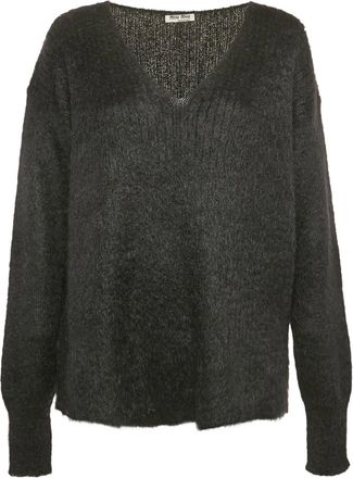 Miu Miu V-neck ribbed trim sweater - Black