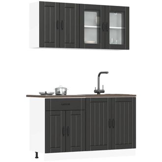 vidaXL Set Mobili da Cucina 4 pz Kalmar Neri Legno Multistrato - Vidaxl