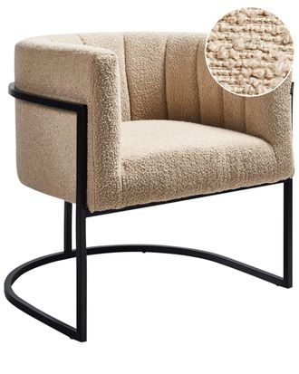 Beliani Sill&oacute;n de boucl&eacute; beige
