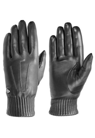 Pearlwood Lederhandschuhe PEARLWOOD MIMI, Damen, Gr. 7.5, schwarz, Lammleder, unifarben, Handschuhe Lederhandschuhe, weiches Fleecefutter, Temperaturregulierend