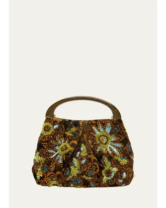 Dries Van Noten Beaded Floral Top-Handle Bag