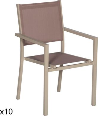 Happy Garden Juego de 10 sillas de aluminio y textileno de color topo