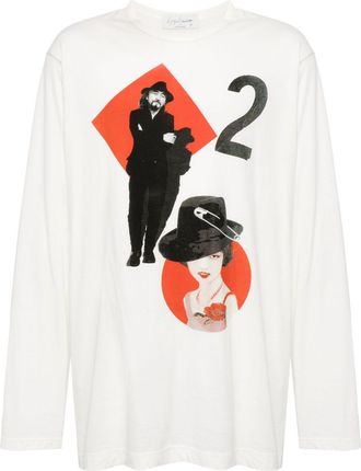 Yohji Yamamoto graphic-print cotton T-shirt - men - Cotton - 3 - White