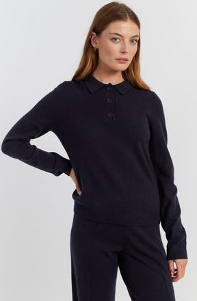 Chinti and Parker Wool-Cashmere Knit Polo Sweater in Navy at Nordstrom, Size X-Large