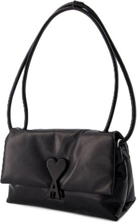 Ami Womens Voulez Vous Shoulder Bag - Ami Paris Leather Black Calfskin Handbags-Purses