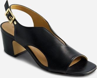 Bernardo Womens Bernardo Bedford Sandals Black Leather Square Toe Block Heel GAL2107