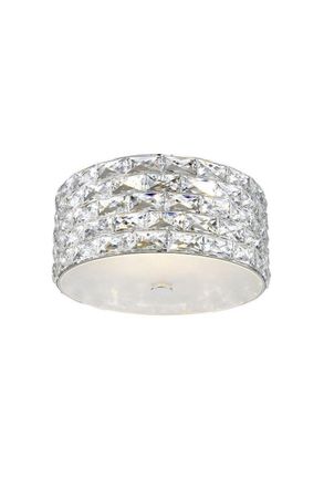Netlighting Aruba 4 Light LED Flush Ceiling Light Chrome Crystal Ceiling Light in Grey
