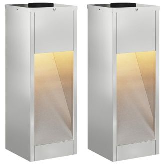 vidaXL Luz De Sendero Led Solar 2 Pcs Plateado Galvanizado Vidaxl