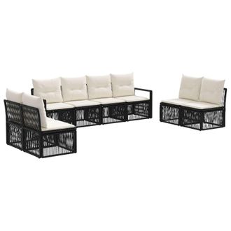 vidaXL Conjunto De Sof&aacute;s De Jard&iacute;n 8 Pcs Negro Rat&aacute;n Sint&eacute;tico Vidaxl