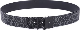 Calvin Klein Mens Metal Mono Reversible Belt, Black (Ck Black Smooth/Classic Mono), 31,5 inches